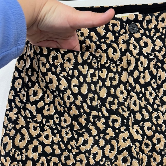 Maeve Anthropologie Womens Pants 4 Leopard Wide Leg Crop Trouser Animal Brocade - Picture 3 of 7